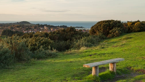 Looking over the autumn landscape towards Beeston Bump and the North Sea beyond